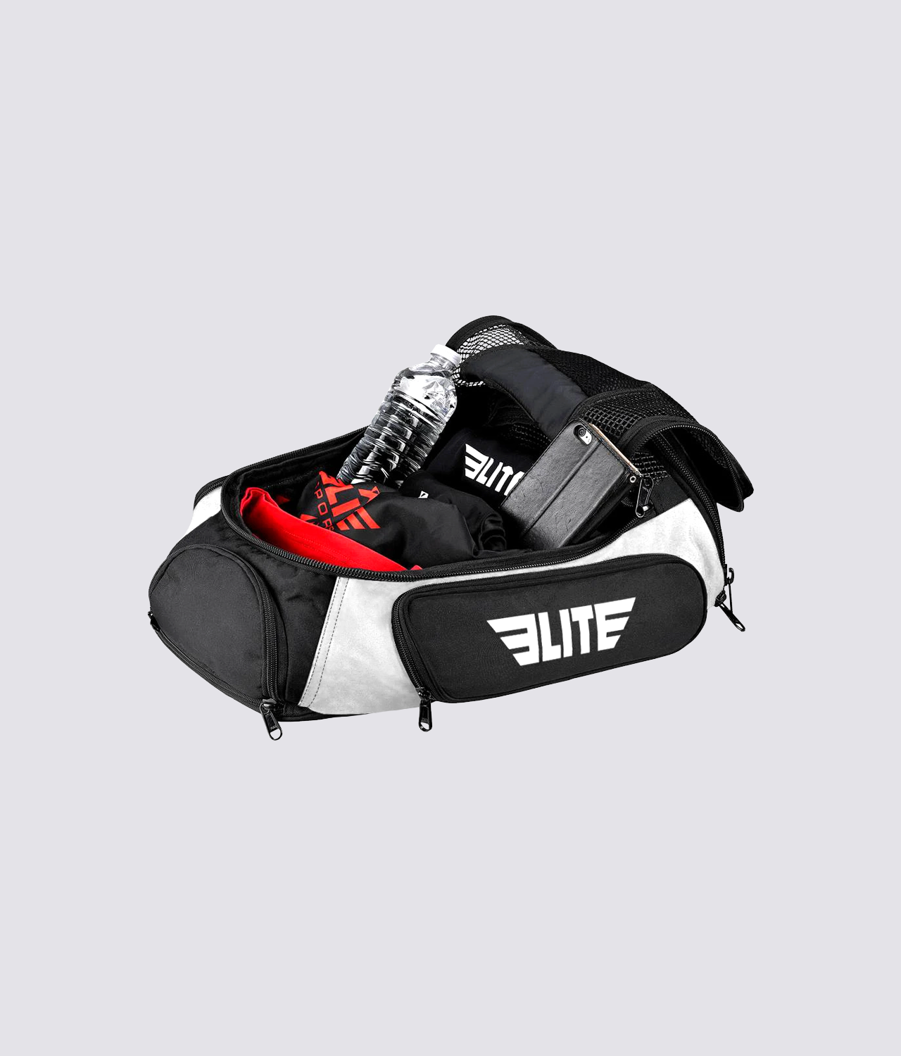 Elite Sports Athletic Convertible Handles and Shoulder Straps White Training Gear Gym Bag & Backpack