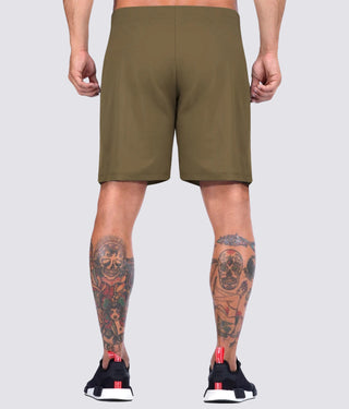 Elite Sports Mens Side-Split Leg Design Olive Crossfit Shorts