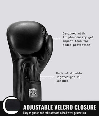 Elite Sports Plain Black Kids' Boxing Gloves