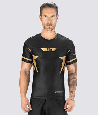 Star Gold Short Sleeve Training Rash Guard for Men
