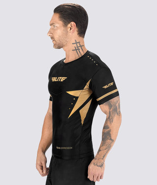 Star Gold Short Sleeve Training Rash Guard for Men