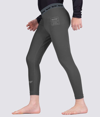 Plain Gray Compression Training Spat Pants for Men for Kids