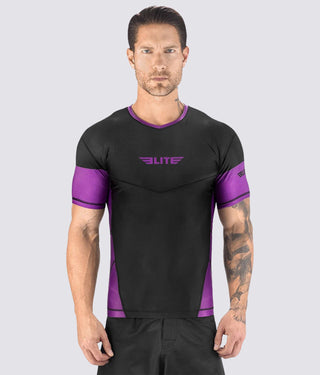 Honey Comb Purple Short Sleeve Training Rash Guard for Men