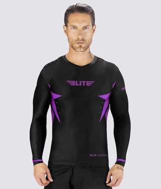Star Purple Long Sleeve Training Rash Guard for Men
