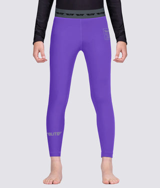 Kids' Plain Purple Compression Training Spat Pants