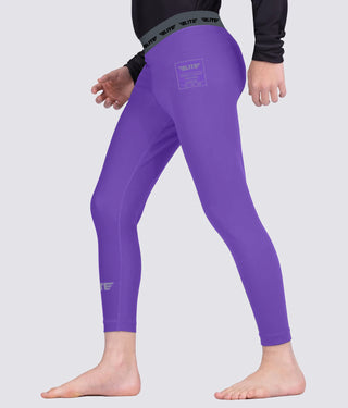 Kids' Plain Purple Compression Muay Thai Spat Pants