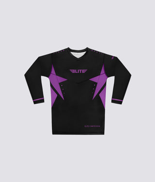Men's Star Purple Long Sleeve Judo Rash Guard