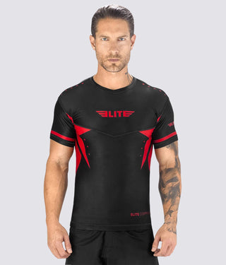 Men's Star Red Short Sleeve Judo Rash Guard