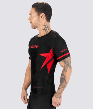 Men's Star Red Short Sleeve Training Rash Guard