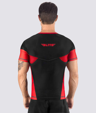 Honey Comb Red Short Sleeve Training Rash Guard for Men