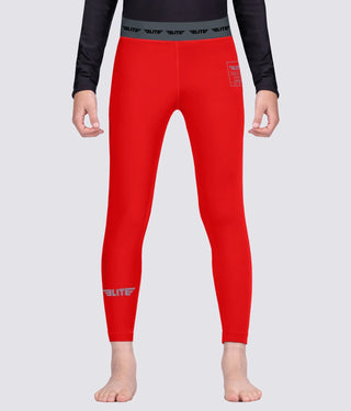 Kids' Plain Red Compression Judo Spat Pants