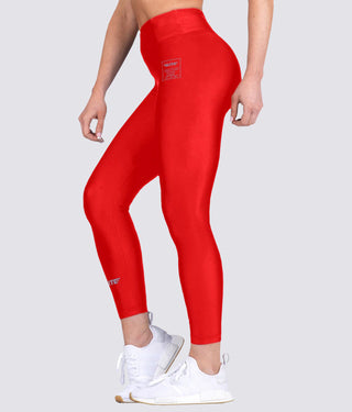 Women's Plain Red Compression Muay Thai Spat Pants