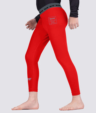 Kids' Plain Red Compression Training Spat Pants