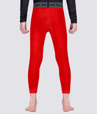 Kids' Plain Red Compression Muay Thai Spat Pants