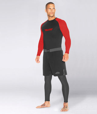 Standard Red Long Sleeve Training Rash Guard  for Mens