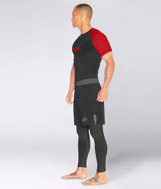 Standard Red Short Sleeve Training Rash Guard for Men
