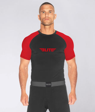 Standard Red Short Sleeve Training Rash Guard for Men