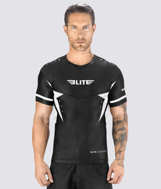 Star White Short Sleeve Training Rash Guard for Men