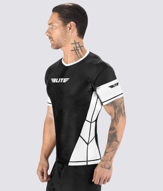 Men's Honey Comb White Short Sleeve Muay Thai Rash Guard