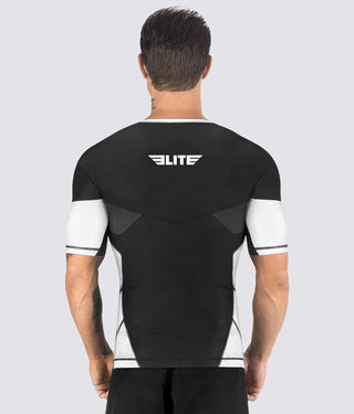 Honey Comb White Short Sleeve Training Rash Guard for Men