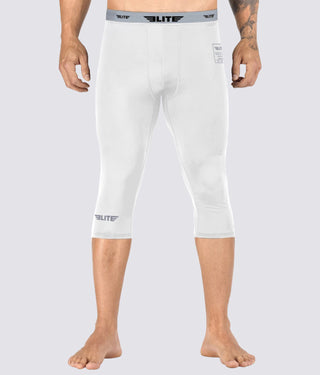 Men's Three Quarter White Compression Karate Spat Pants