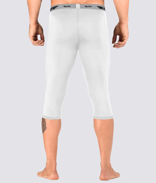 Men's Three Quarter White Compression Taekwondo Spat Pants