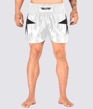 Star White/Black Muay Thai Shorts for Adults