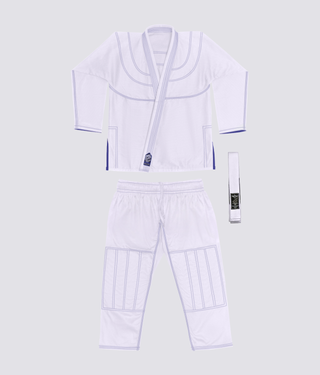 Elite Sports Essential Ultra Light Preshrunk Anti-Odor White Kids Brazilian Jiu Jitsu BJJ Gi With Free White Belt