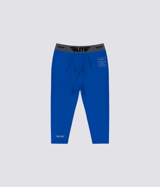 Men's Three Quarter Blue Compression Muay Thai Spat Pants