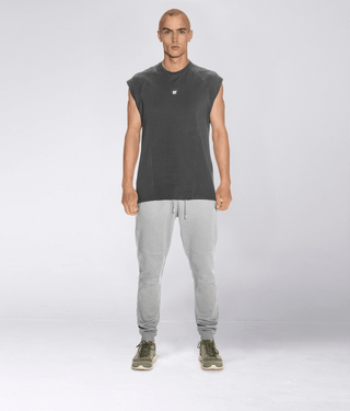 Born Tough Sleeveless Ultrasoft Fabric Back Shoulder Drop T-Shirt For Men Grey