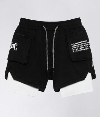 Born Tough Air Pro™ Improved Blood Flow 2 in 1 Men 5" Cargo Liner Shorts Black