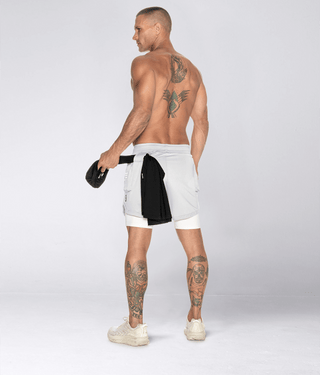 Born Tough Air Pro™ Stretchable  2 in 1 Men 5" Cargo Liner Shorts Gray