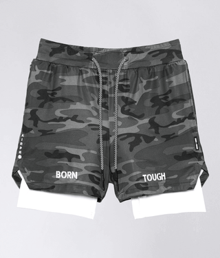 Born Tough Air Pro™ Stretchable 2 in 1 Men's 5" Liner Shorts Grey Camo