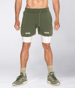 Born Tough Air Pro™ Double Layered 2 in 1 Men's 5" Liner Shorts Military Green