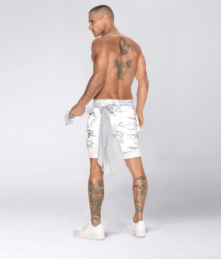 Born Tough Air Pro™ Stretchable  2 in 1 Men 5" Cargo Liner Shorts White Camo