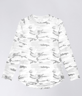 Born Tough Air Pro™ Long Sleeve Highly Breathable Fitted Tee Gym Workout Shirt For Men White Camo