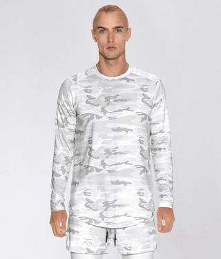 Born Tough Air Pro™ Honeycomb Mesh Long Sleeve Fitted Tee Gym Workout Shirt For Men White Camo
