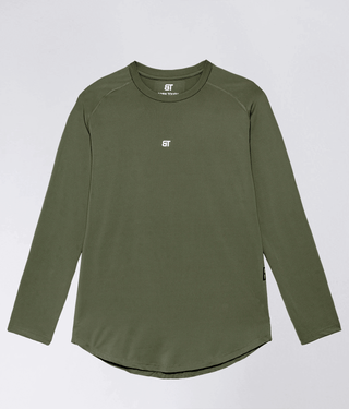 Born Tough Air Pro™ Long Sleeve Reflective Design Fitted Tee Gym Workout Shirt For Men Military Green