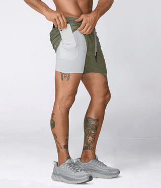 Born Tough Air Pro™ 2 in 1 4-way Stretch Men's 7" Liner Shorts Military Green