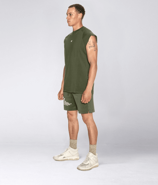 Born Tough Sleeveless Preshrunk Back Shoulder Drop T-Shirt For Men Military Green