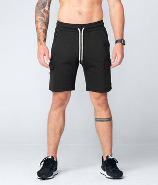 Born Tough Men Signature tech Fabric Cargo Shorts Black