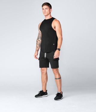 Born Tough Men Zippered Pockets Cargo Shorts Black
