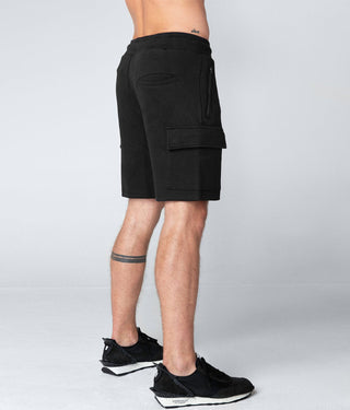 Born Tough Men Flatlock Seams Cargo Shorts Black