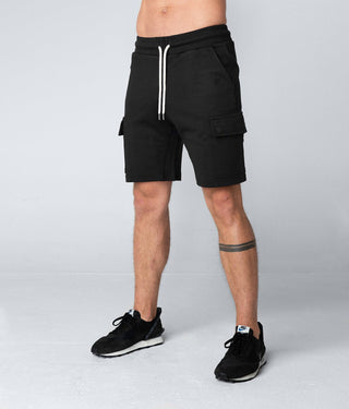 Born Tough Men Welted Back Pocket Cargo Shorts Black