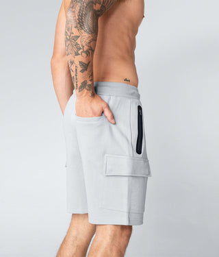 Born Tough Men Welted Back Pocket Cargo Shorts Metal Gray