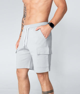 Born Tough Men Flatlock Seams Cargo Shorts Metal Gray