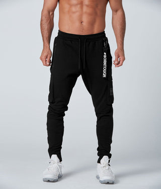 Born Tough Slim Fit Running Cargo Jogger Pants For Men Black