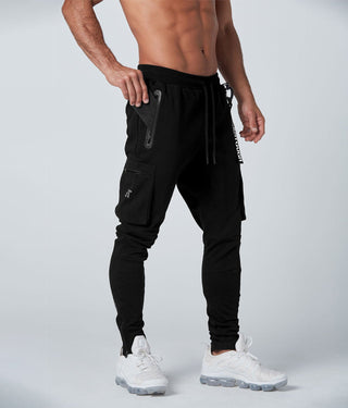 Born Tough Slim Fit Running Cargo Jogger Pants For Men Black