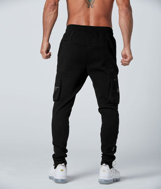 Born Tough Slim Fit Running Cargo Jogger Pants For Men Black