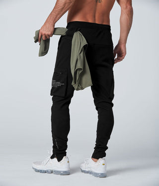 Born Tough Slim Fit Running Cargo Jogger Pants For Men Black